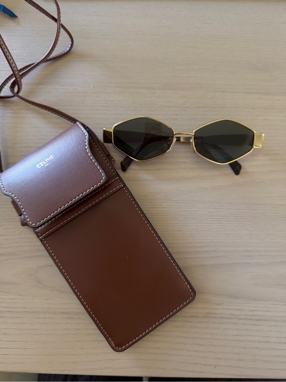 Celine Metal Triomphe 54MM Geometric Sunglasses with case. Brand new